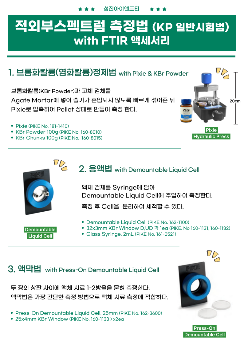 적외부스펙트럼 측정법 (KP 일반시험법) with FTIR 액세서리